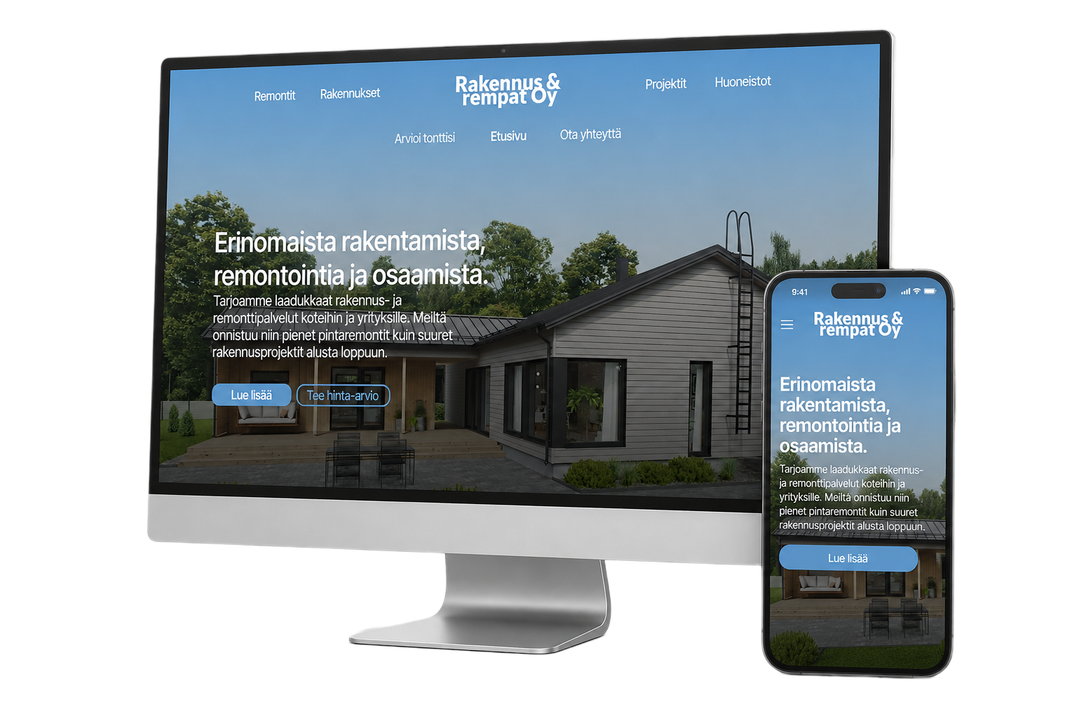 Esimerkki Webilan toteuttamasta yrityksen verkkosivustosta